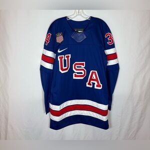 Nike Team USA Hockey #34 Mathews 2026 Winter Olympics Milano Home Jersey Blue M